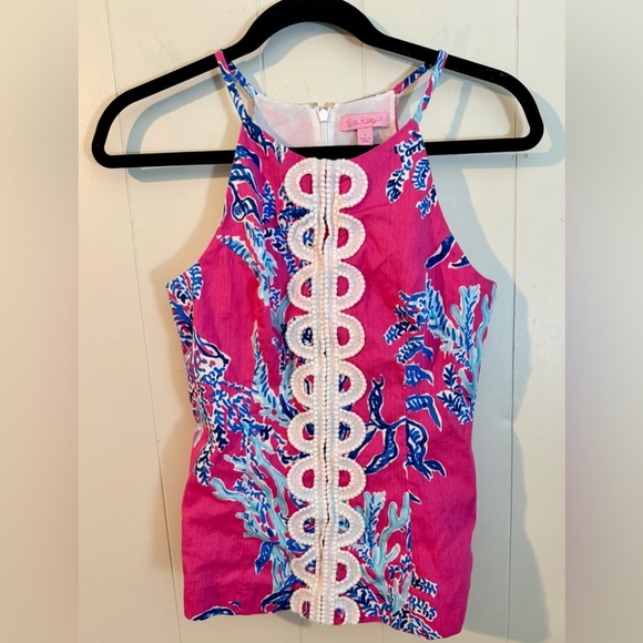 Lilly Pulitzer Women's Annabelle Pink Tank Top Size 2 Samba - Picture 1 of 8